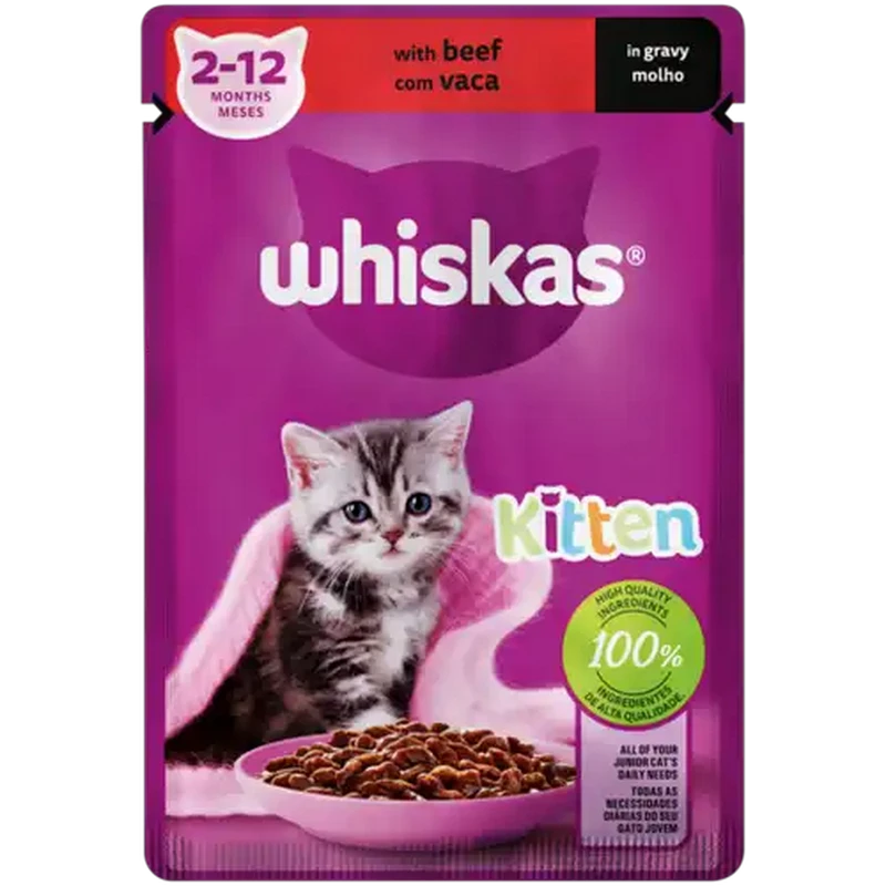 Whiskas Kitten Beef Wet Cat Food in Gravy 85g
