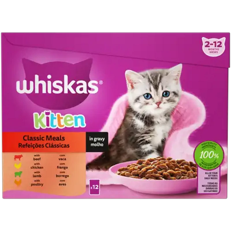 Whiskas Kitten Classic Meals In Gravy Wet Cat Food 12 x 85g